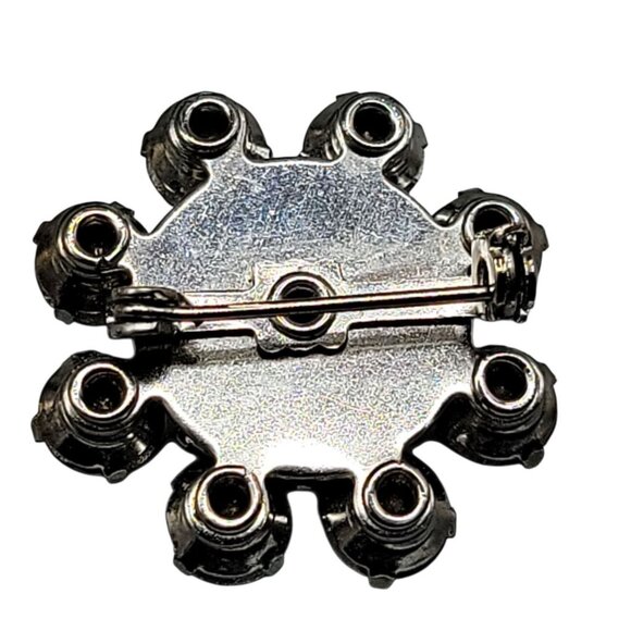 Smokey Gray & Aurora Borealis Snowflake Star Brooch Vintage Silver Tone Sparkle - Picture 7 of 8